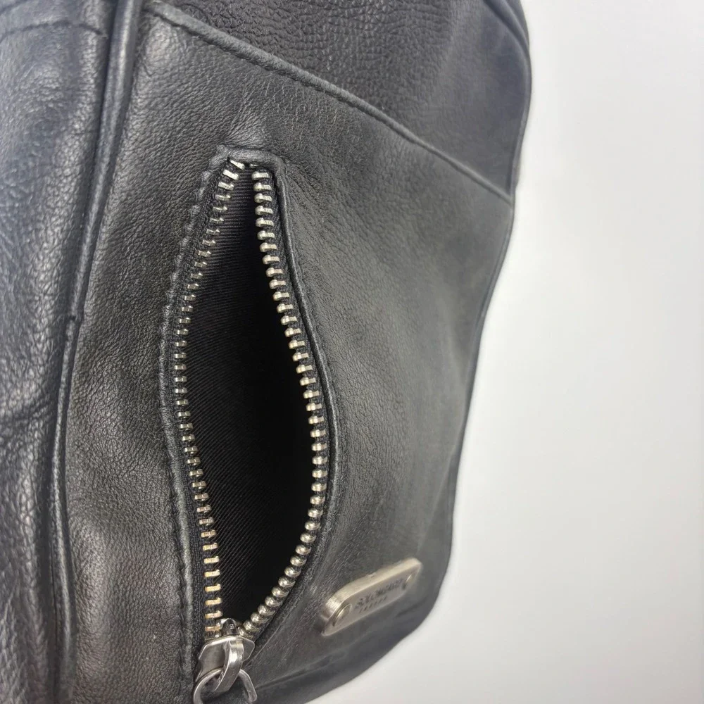 Bolongaro Trevor Mens Black Pebbled Leather Crossbody Messenger Bag Small